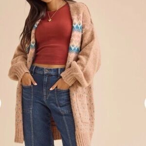 Altar'd State Danni Dot Duster Sweater Cardigan Large